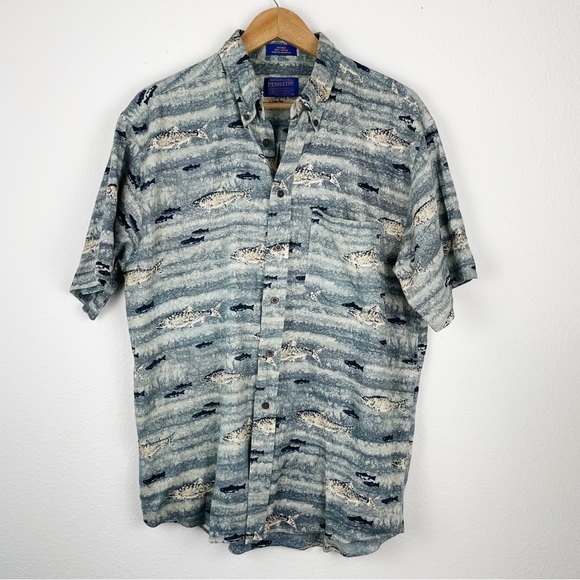 Pendleton | Shirts | Vintage Pendleton Mens Fish Pattern Fishing Button ...